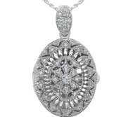Sterling Silver Cubic Zirconia or CZ Oval Photo Locket