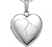 Sterling Silver Double Heart Photo Locket