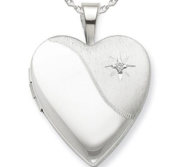Sterling Silver Diamond Heart Photo Locket