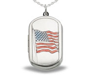 American Flag Dog Tag Photo Locket