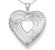Sterling Silver Butterfly Heart Photo Locket