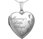 Sterling Silver   Mommy s Little Angel   Heart Photo Locket