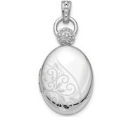 Sterling Silver Diamond Accent Oval Locket
