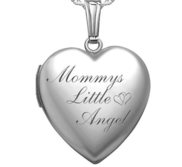 Sterling Silver Mommys Little Angel Heart Photo Locket