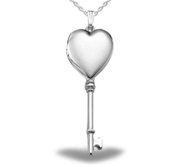 Sterling Silver Key Heart Photo Locket