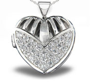 Sterling Silver Cubic Zirconia Heart Photo Locket