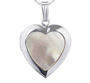 Sterling Silver Mother Of Pearl Heart Photo Locket