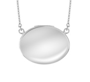 Sterling Silver Sideways Plain Oval Photo Locket with Chain Included