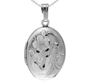 Sterling Silver Floral Oval PHoto Locket
