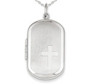 Sterling Silver Cross Dogtag Photo Locket