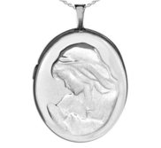 Sterling Silver Mother and Child Oval Photo Locket