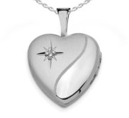Sterling Silver Cubic Zirconia Heart Photo Locket