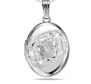Sterling Silver Hand Engraved Oval Photo Locket