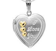 Sterling Silver   I Love You   Heart Photo Locket
