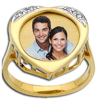 Heart Photo Ring With Diamonds - 450PG63015