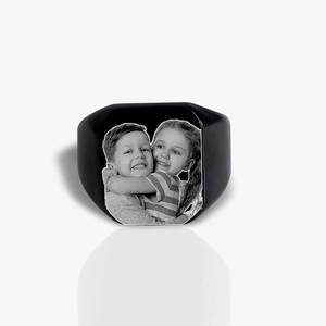 Black Stainless Steel Photo Ring