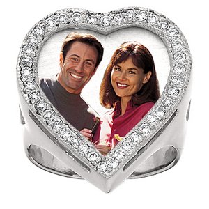 14k Gold Photo Diamond Heart Ring