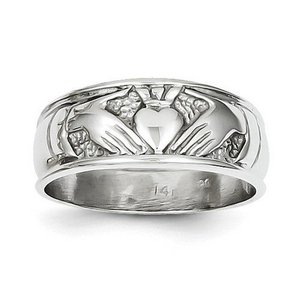 14K White Gold Ladies Claddagh Ring