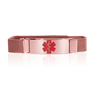 Stainless Steel Unisex Medical ID Magnetic Clasp Mesh Bracelet