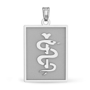 14k White Gold Medical ID Rectangle Charm or Pendant