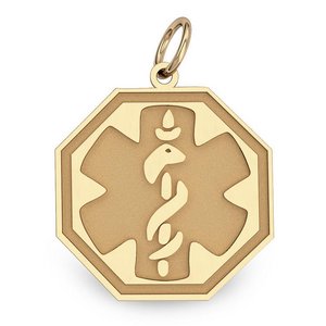 14K Yellow Gold Medical ID Octagon Charm or Pendant
