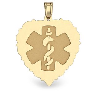 14K Yellow Gold Medical ID Heart Charm or Pendant