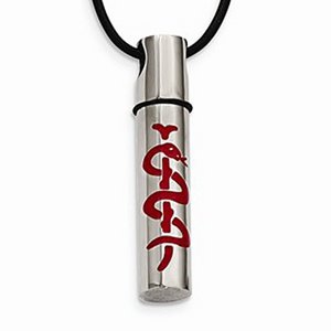 Stainless Steel Medical ID Pill Container Pendant with Leather Chain