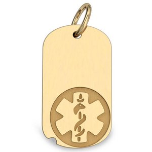 14k Yellow Gold Medical ID Dog Tag Charm or Pendant