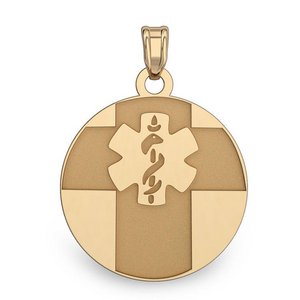 14k Yellow Gold Medical ID Round Charm or Pendant