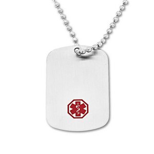 Stainless Steel Medical ID Dog Tag with Chain
