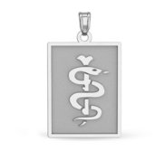 14k White Gold Medical ID Rectangle Charm or Pendant