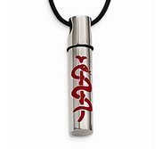 Stainless Steel Medical ID Pill Container Pendant with Leather Chain