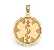 14K Yellow Gold Medical ID Round Charm or Pendant