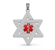 Stainless Steel Medical ID Star of David Charm or Pendant