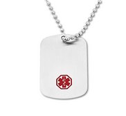 Stainless Steel Medical ID Dog Tag with Chain