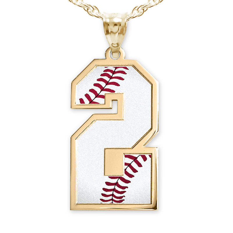 Baseball Color Enameled Single Number Pendant or Charm PG70501