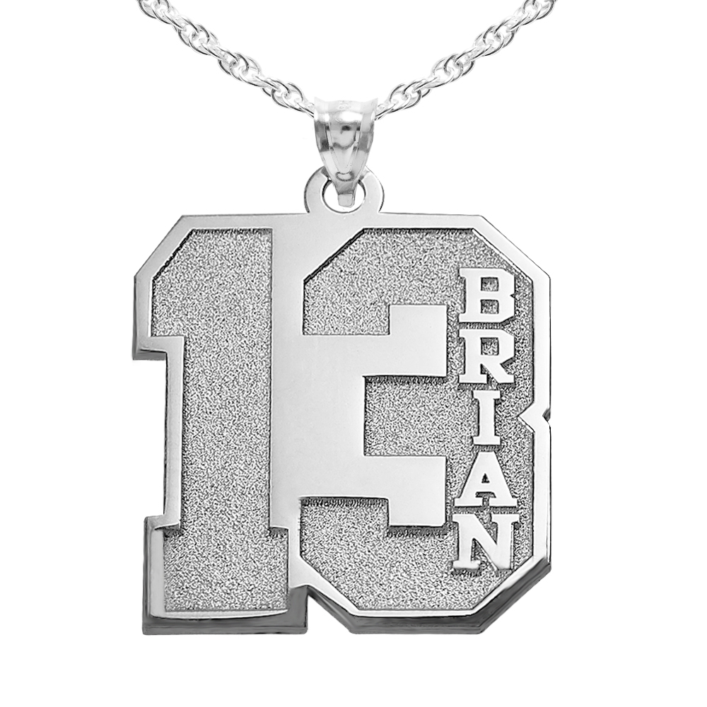 Sports Charms Certified 14k Yellow Gold Personalized Basketball Jersey Necklace with Your Name and Number