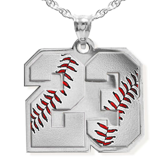 Color Enameled Baseball Number Charm Necklace or Pendant w/ 18 inch Chain PG101655
