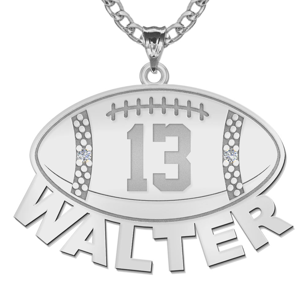 Sterling silver Personalized Football Necklace