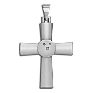Sterling Silver High Polished Bowling Cross w  Number