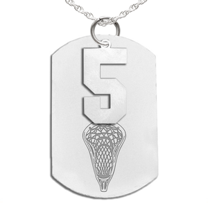 Lacrosse Dog Tag with Number Pendant Swivel