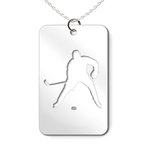 Hockey Player Cut out Rectangle Pendant