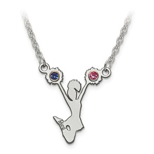 Customized Cheerleader Charm or Pendant with Birthstones