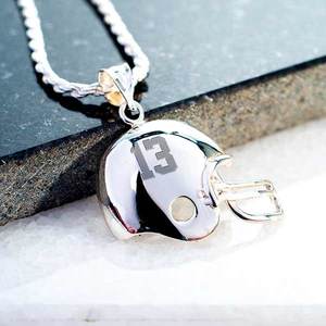 Personalized 3D Football Helmet with Number Charm or Pendant