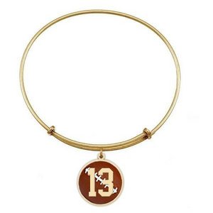 Expandable Bracelet w  Round Football Sports Number Charm