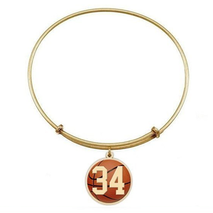 Expandable Bracelet w  Round Basketball Sports Number Charm