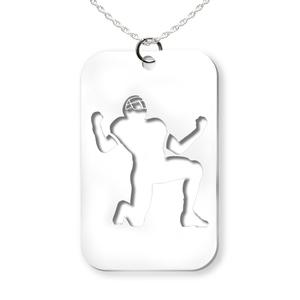 Football Player Kneeling Cut out Rectangle Pendant