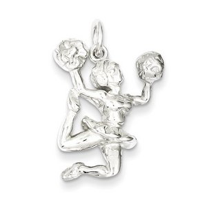 Sterling Silver Jumping 3 D Cheerleader Charm or  Pendant