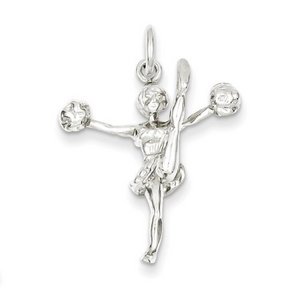 Sterling Silver 3 D Kicking Cheerleader Charm or  Pendant