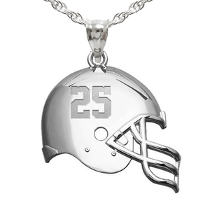 Personalized 3D Football Helmet with Number Charm or Pendant